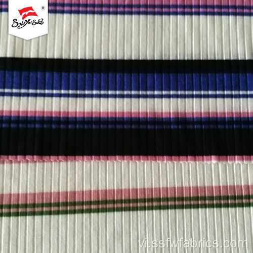 Polyester trực tiếp Spandex đầy màu sắc 7 * 4 Rib In sọc